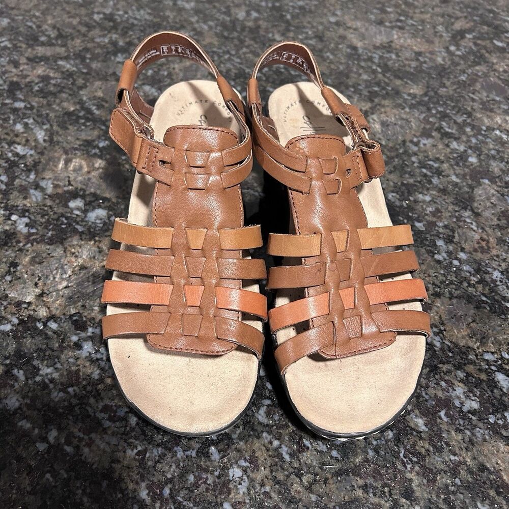 Collection By Clarks Lexi Bridge Brown Combo Leather Slingback Sandal Women 7 M View 2